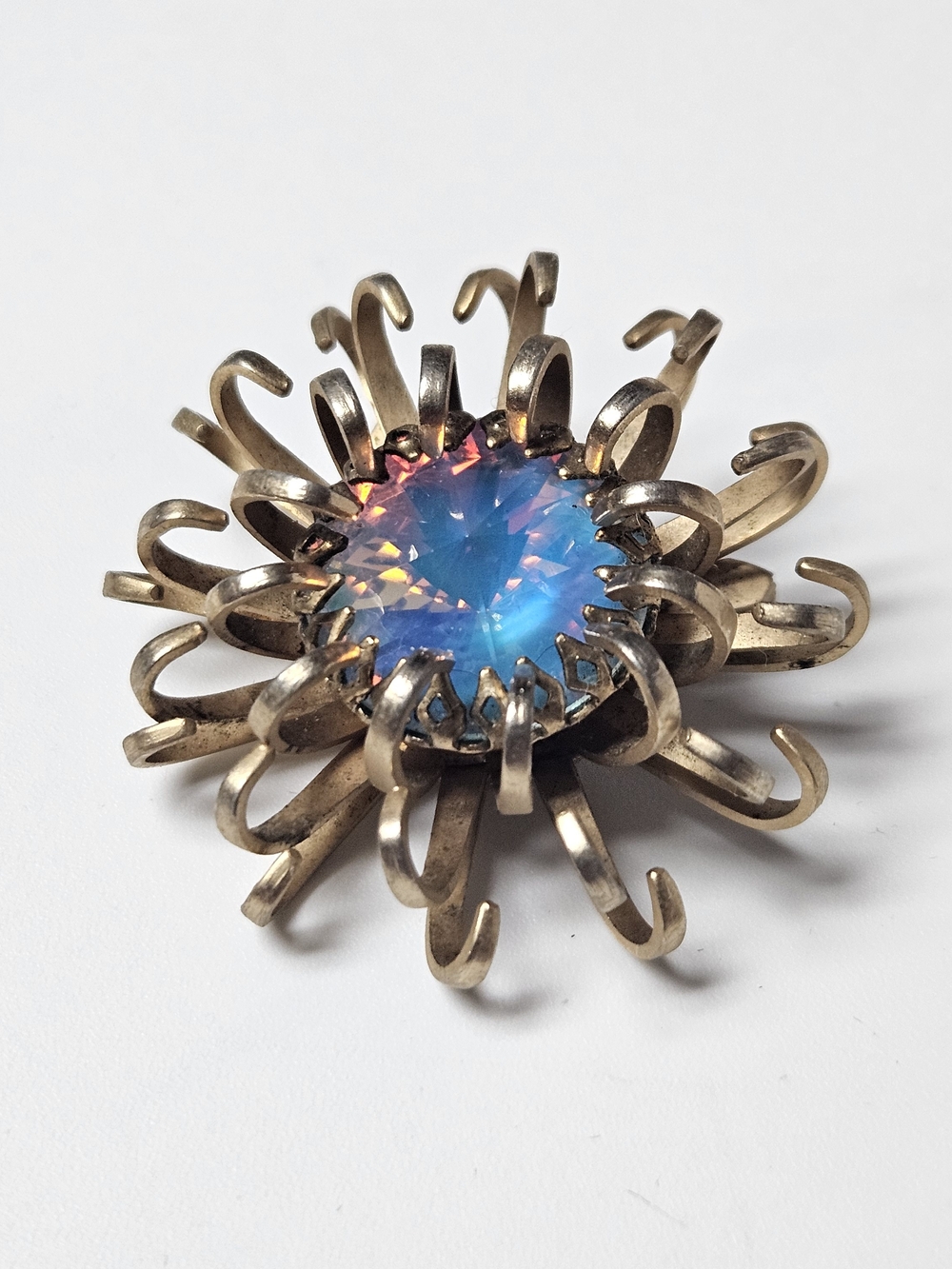 Signed Sarah Coventry Blue Opaline Starburst Brooch - 1969